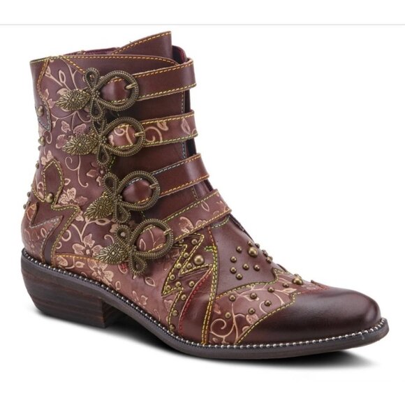 L’ Artiste Rodeha Brown Size 10.5-11 EU 42 Spring Step NWB Hand Painted Leather - Picture 1 of 16